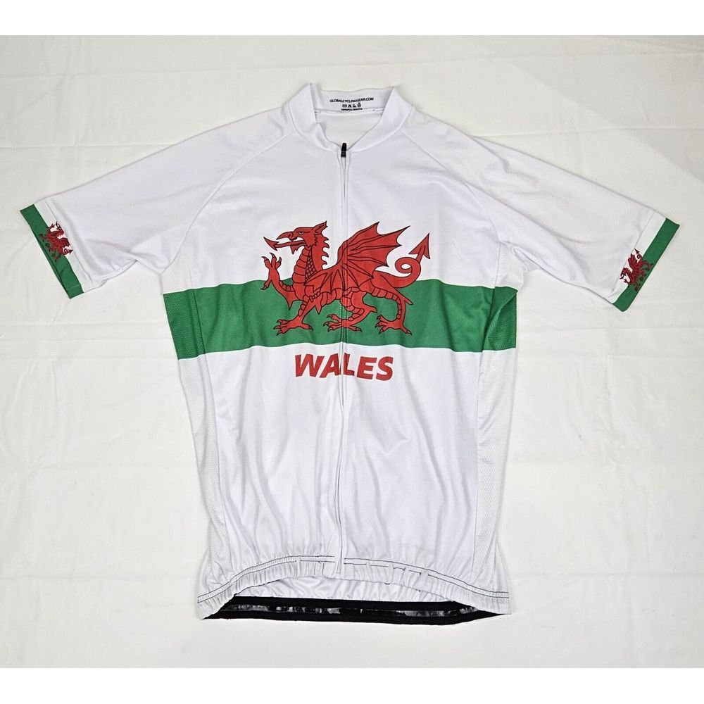 Team United Kingdom Pride Of Wales Cycling Jersey‎ Mens Med. White Short Sleeve